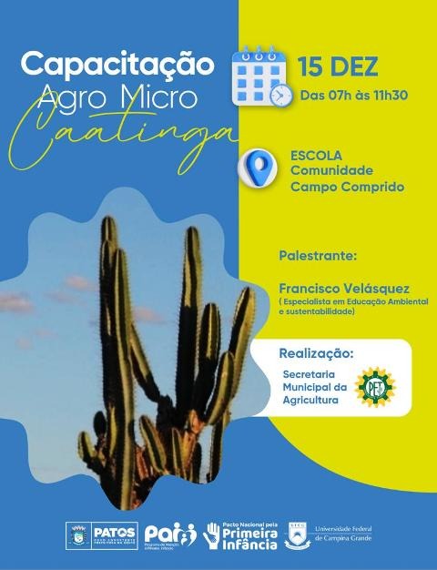 Em parceria com o PET da UFCG, Secretaria de Agricultura de Patos realiza capacitação AgroMicroCaatinga