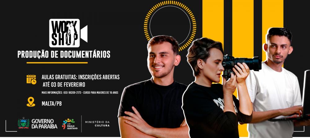 INSCRIÇÕES ABERTAS PARA O 1º WORKSHOP DE PRODUÇÃO DE DOCUMENTÁRIOS EM MALTA COM APOIO DA LEI PAULO GUSTAVO DO ESTADO DA PARAÍBA