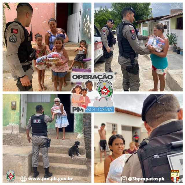 Polícia Militar distribui cerca de uma tonelada de alimentos para famílias carentes em Patos