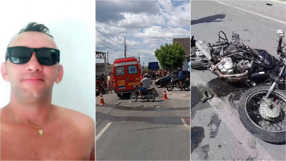 Colisão entre moto e caminhão deixa homem gravemente ferido no inicio da tarde deste domingo (11) em Patos